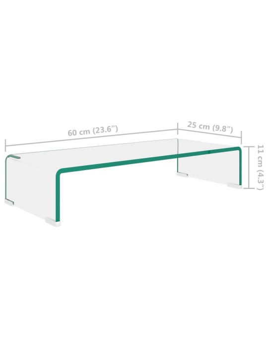 TV stolek / podstavec na monitor sklo čiré 60x25x11 cm