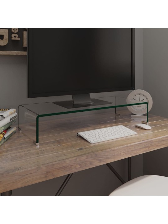 TV stolek / podstavec na monitor čiré sklo 70x30x13 cm