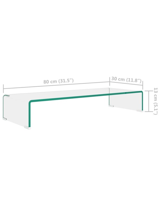 TV stolek / podstavec na monitor čiré sklo 80x30x13 cm