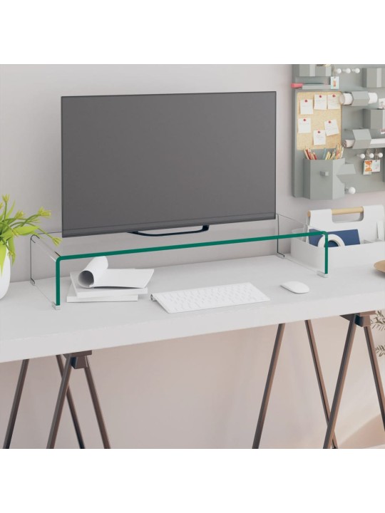 TV stolek / podstavec na monitor čiré sklo 80x30x13 cm