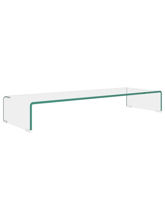 TV stolek / podstavec na monitor čiré sklo 90x30x13 cm