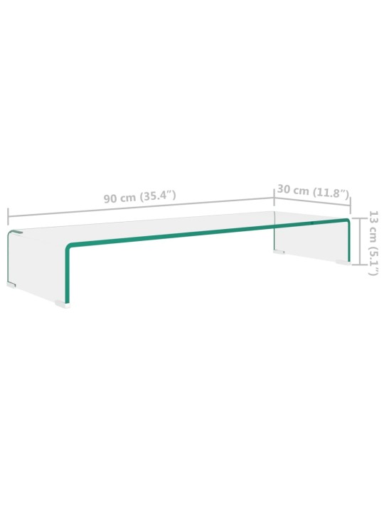 TV stolek / podstavec na monitor čiré sklo 90x30x13 cm