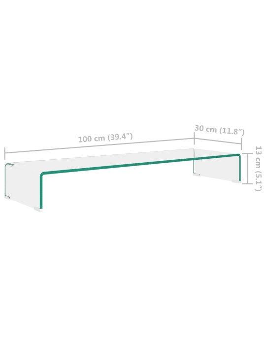 TV stolek / podstavec na monitor čiré sklo 100x30x13 cm