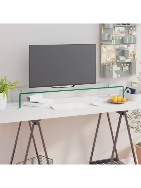 TV stolek / podstavec na monitor čiré sklo 100x30x13 cm