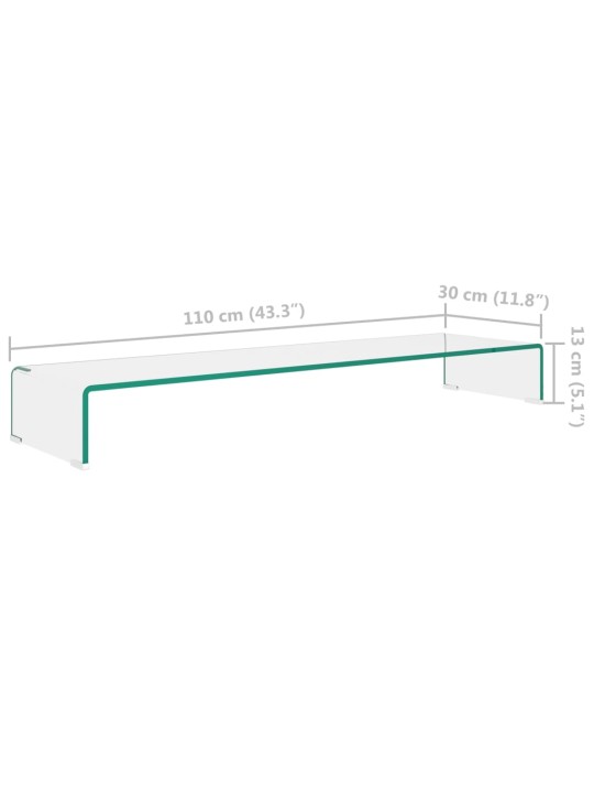 TV stolek / podstavec na monitor čiré sklo 110x30x13 cm