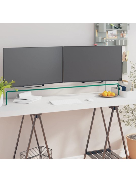 TV stolek / podstavec na monitor čiré sklo 110x30x13 cm