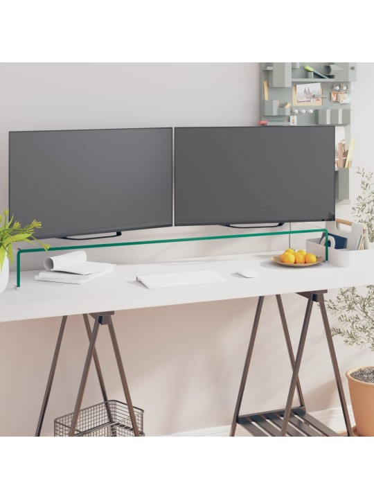 TV stolek / podstavec na monitor čiré sklo 120x30x13 cm