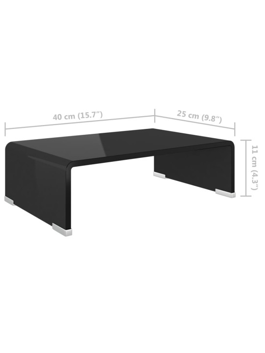 TV stolek / podstavec na monitor černé sklo 40x25x11 cm