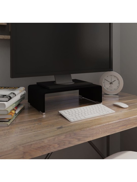 TV stolek / podstavec na monitor černé sklo 40x25x11 cm