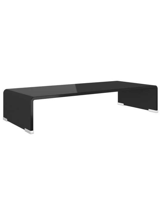 TV stolek / podstavec na monitor sklo černý 60x25x11 cm