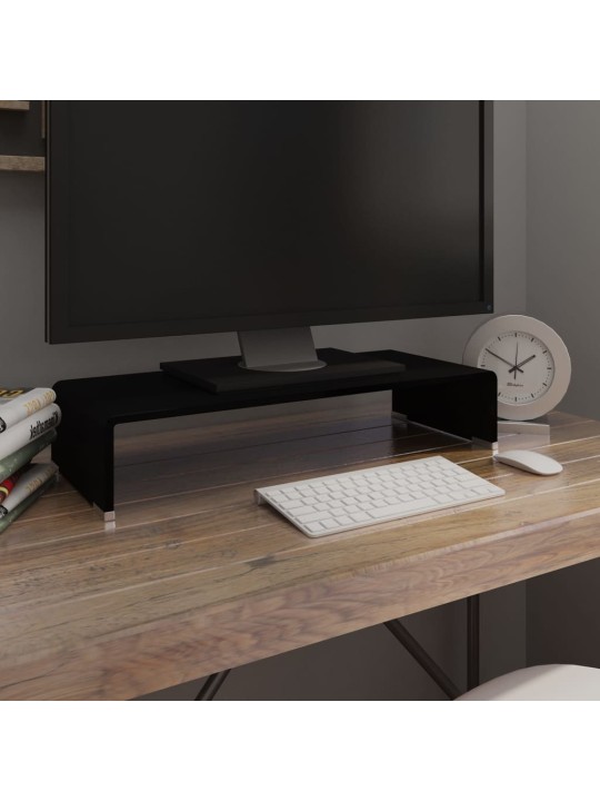 TV stolek / podstavec na monitor sklo černý 60x25x11 cm