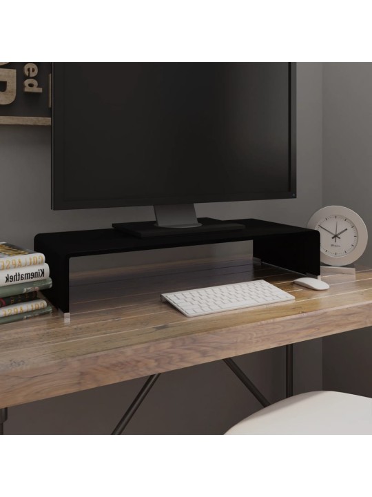 TV stolek / podstavec na monitor černé sklo 70x30x13 cm