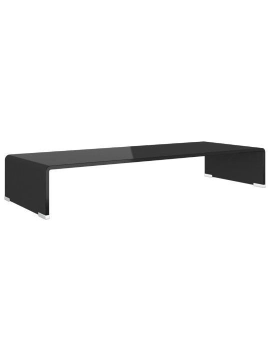 TV stolek / podstavec na monitor sklo černý 80x30x13 cm