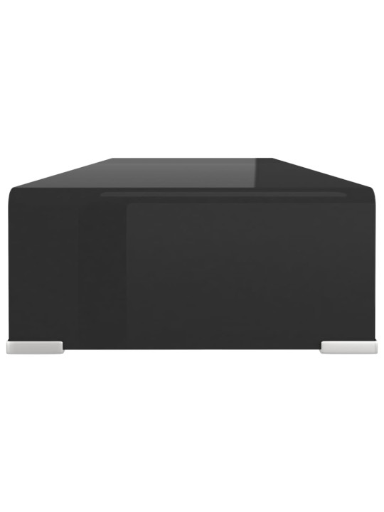 TV stolek / podstavec na monitor sklo černý 80x30x13 cm
