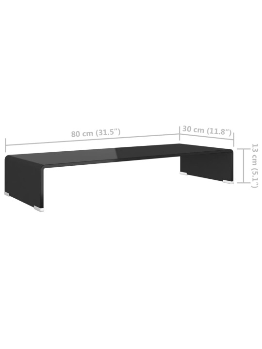 TV stolek / podstavec na monitor sklo černý 80x30x13 cm