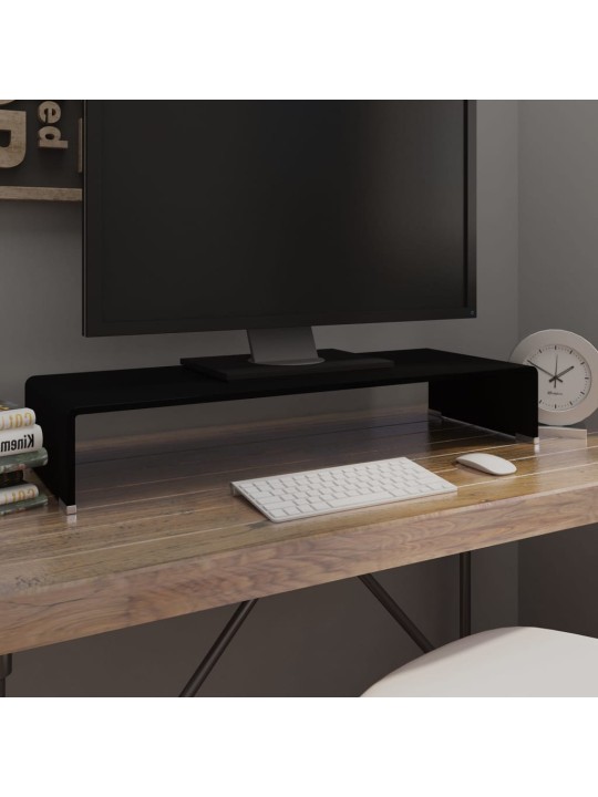 TV stolek / podstavec na monitor sklo černý 80x30x13 cm