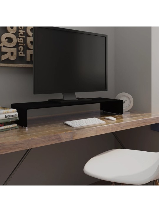 TV stolek / podstavec na monitor sklo černý 90x30x13 cm