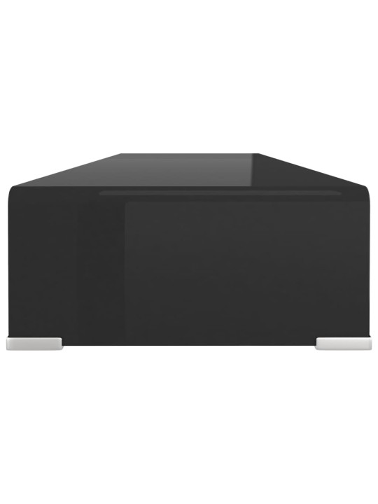 TV stolek / podstavec na monitor sklo černý 100x30x13 cm