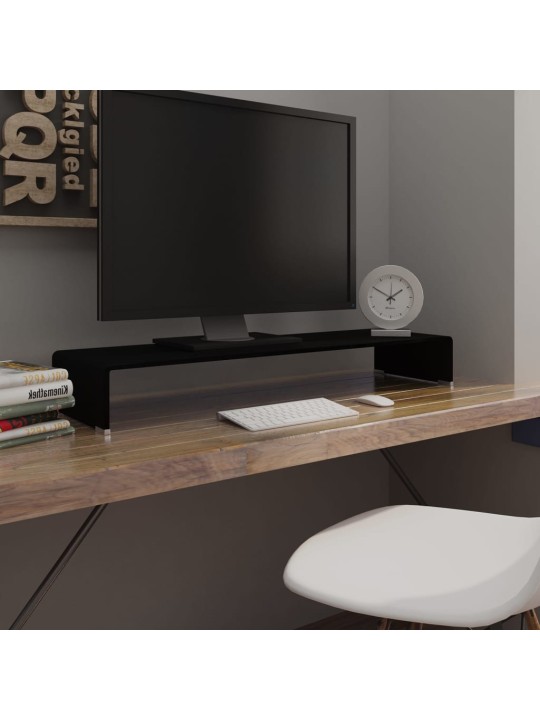 TV stolek / podstavec na monitor sklo černý 100x30x13 cm