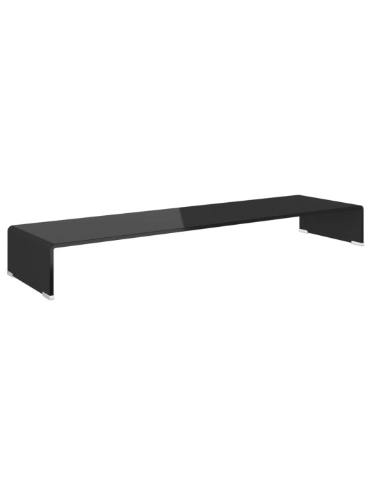 TV stolek / podstavec na monitor sklo černý 110x30x13 cm
