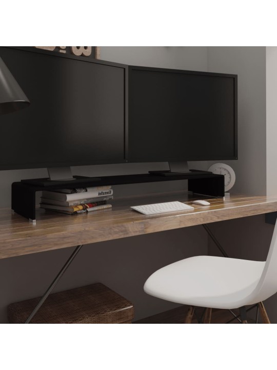 TV stolek / podstavec na monitor sklo černý 110x30x13 cm