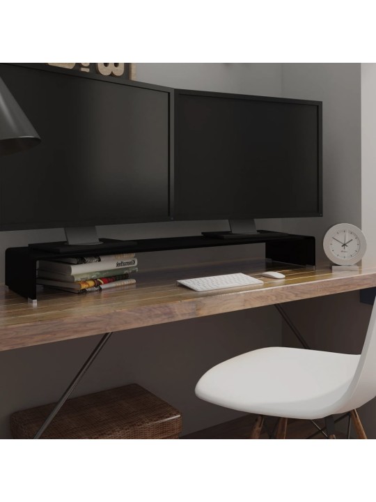 TV stolek / podstavec na monitor sklo černý 120x30x13 cm