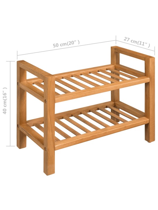 Botník s 2 policemi 50 x 27 x 40 cm masivní dubové dřevo