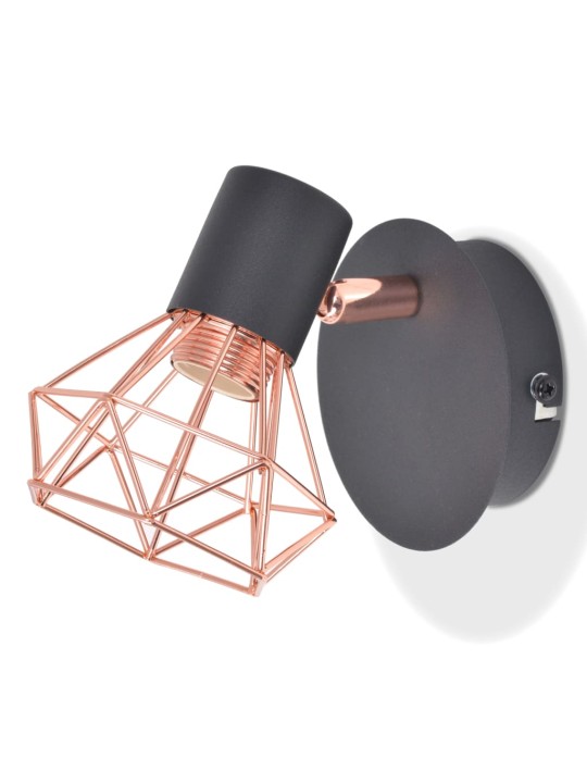 Nástěnná lampa 2 ks E14 černá a měď