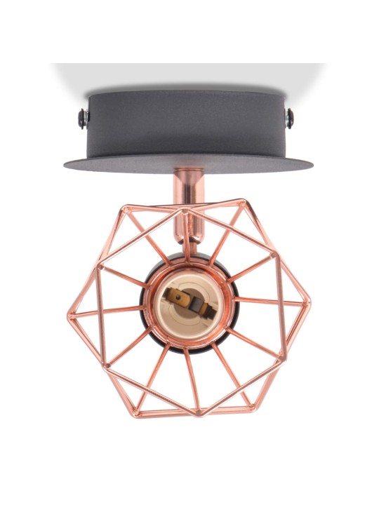 Nástěnná lampa 2 ks E14 černá a měď