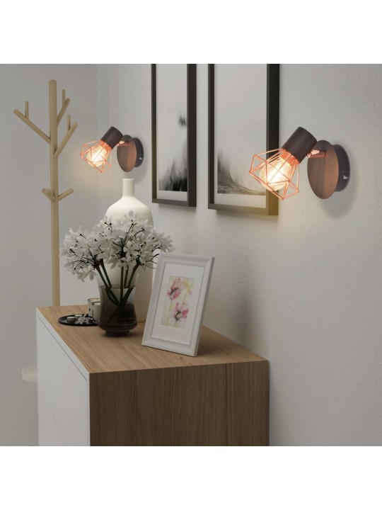 Nástěnná lampa 2 ks E14 černá a měď
