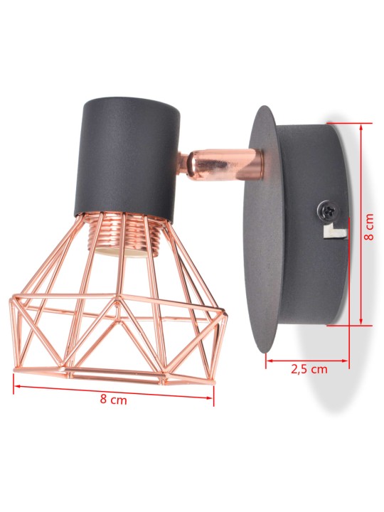 Nástěnná lampa 2 ks E14 černá a měď