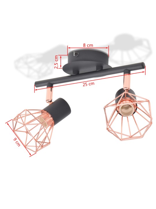 Stropní světlo se 2 LED žárovkami se žhavicím vláknem 8 W