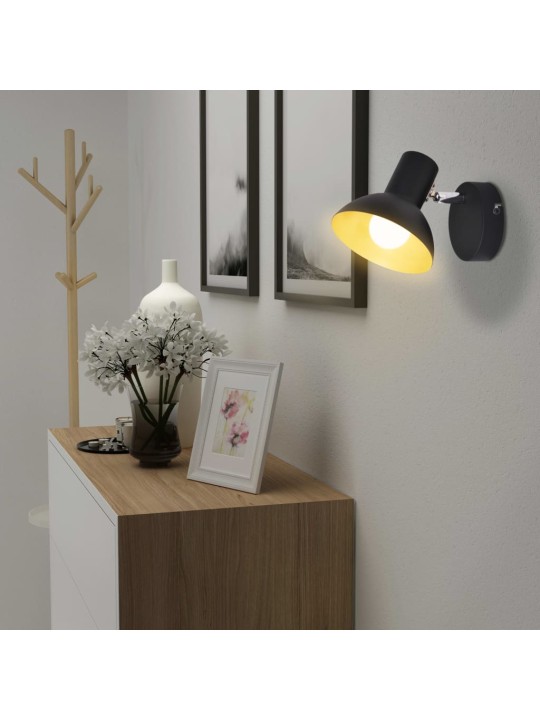 Nástěnná lampa, 2 ks, na 2 žárovky E27, černo-zlatá