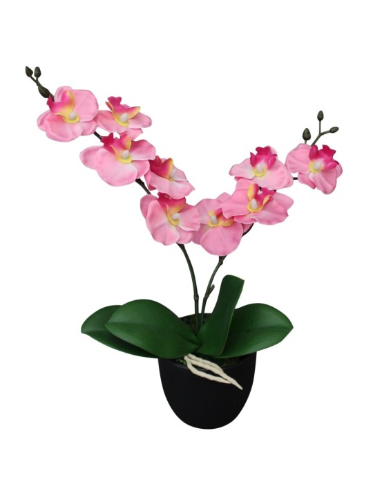 Umělá rostlina orchidej s květináčem 30 cm růžová