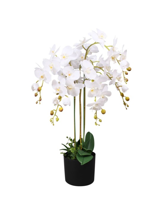 Umělá rostlina orchidej s květináčem 75 cm bílá