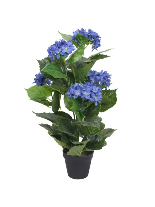 Umělá rostlina hortenzie s květináčem 60 cm modrá