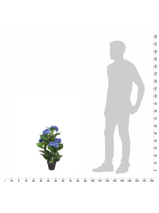 Umělá rostlina hortenzie s květináčem 60 cm modrá