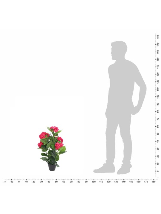 Umělá rostlina hortenzie s květináčem 60 cm červená