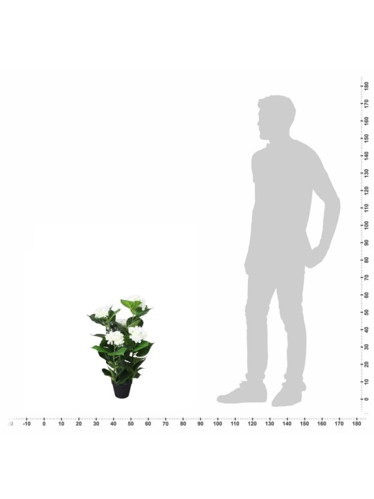 Umělá rostlina hortenzie s květináčem 60 cm bílá