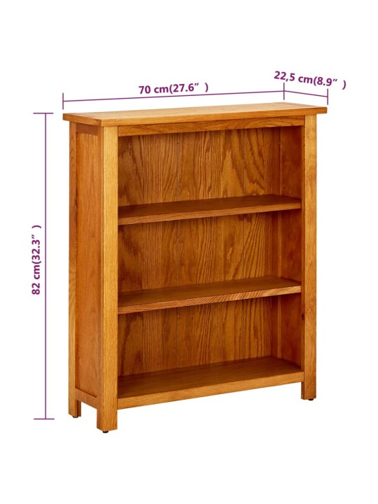 Knihovna se 3 policemi 70 x 22,5 x 82 cm masivní dubové dřevo