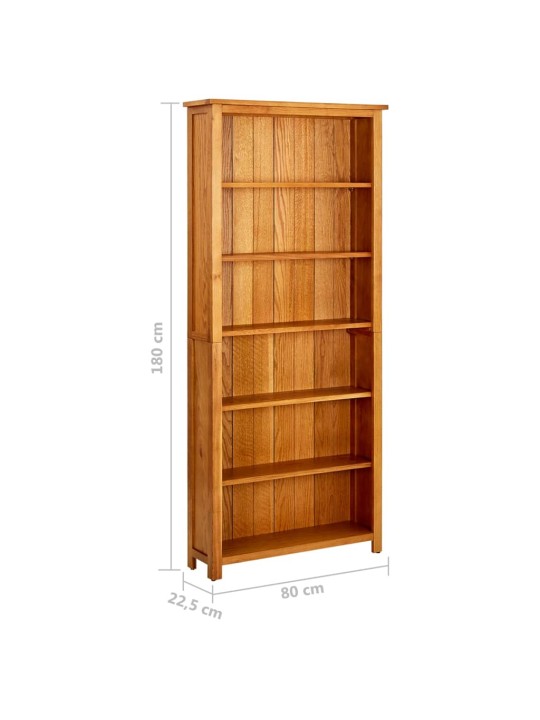 Knihovna se 6 policemi 80 x 22,5 x 180 cm masivní dubové dřevo