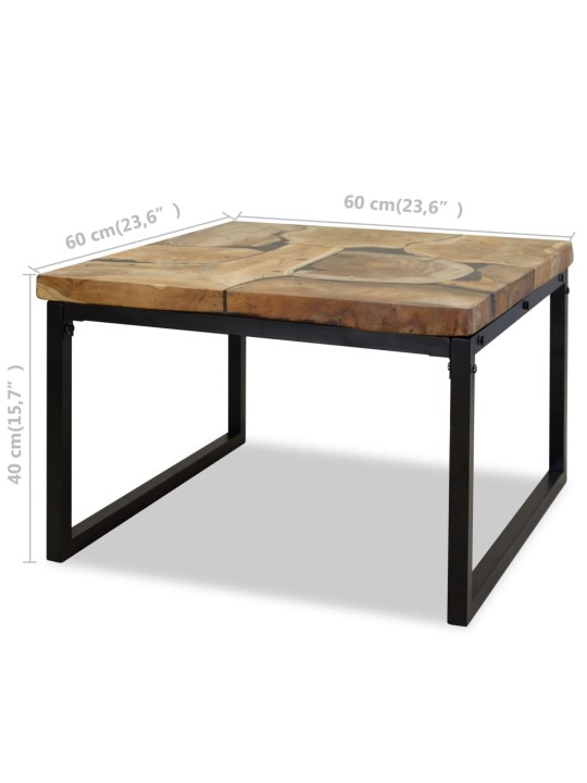 Konferenční stolek, teak a pryskyřice, 60x60x40 cm