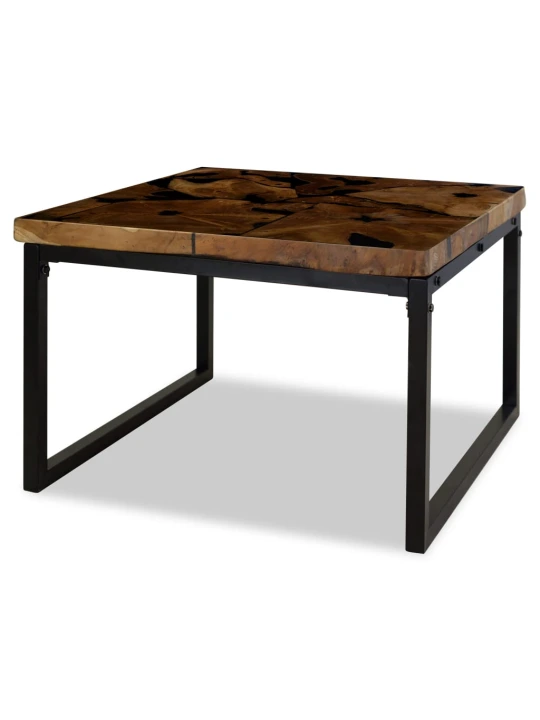 Konferenční stolek, teak a pryskyřice, 60x60x40 cm