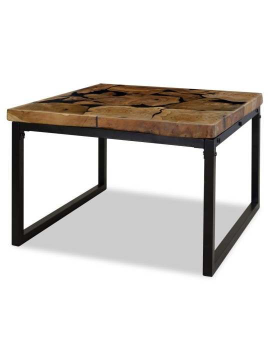 Konferenční stolek, teak a pryskyřice, 60x60x40 cm