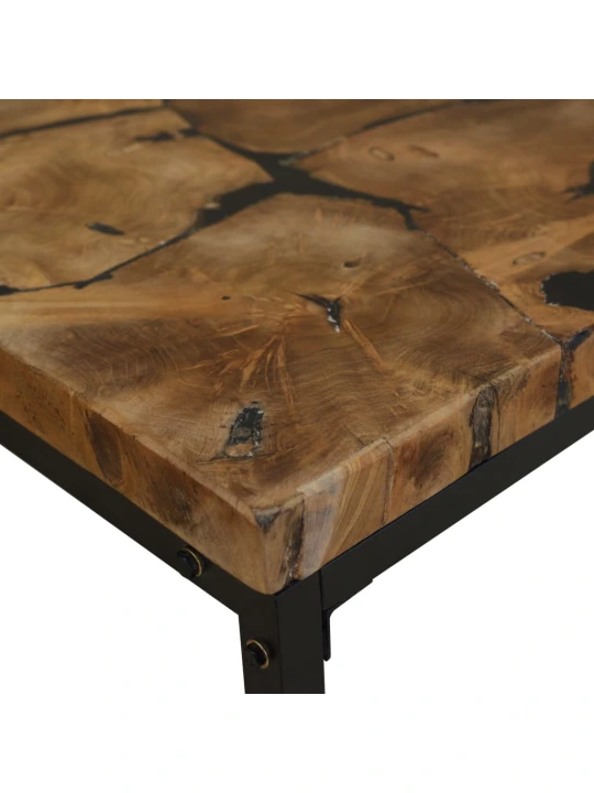 Konferenční stolek, teak a pryskyřice, 60x60x40 cm