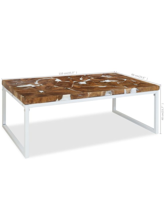 Konferenční stolek teak a pryskyřice 110 x 60 x 40 cm