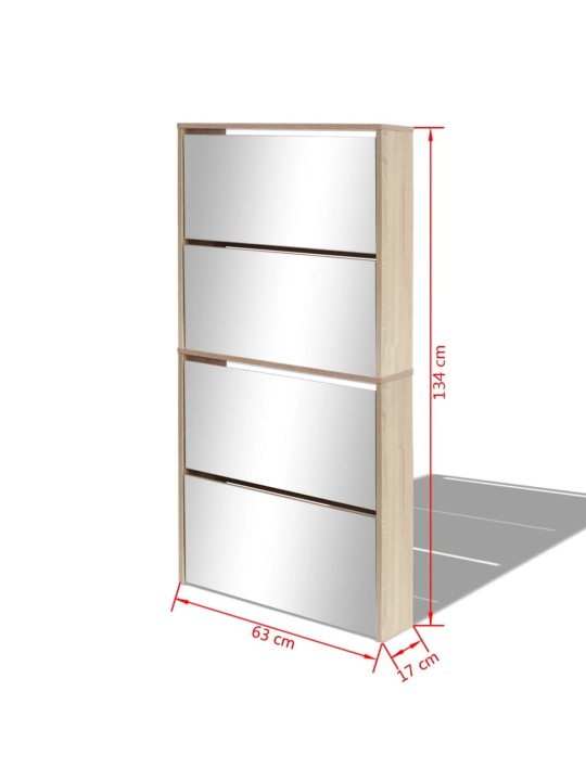 Botník čtyřpatrový zrcadlo dub 63 x 17 x 134 cm