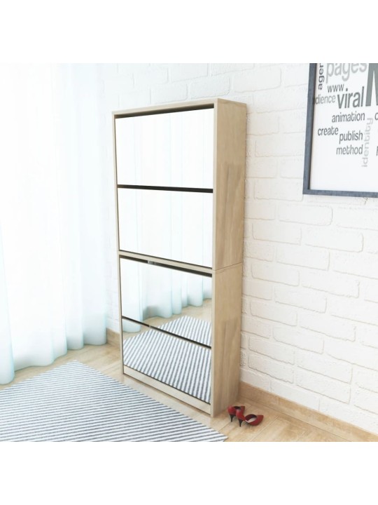 Botník čtyřpatrový zrcadlo dub 63 x 17 x 134 cm