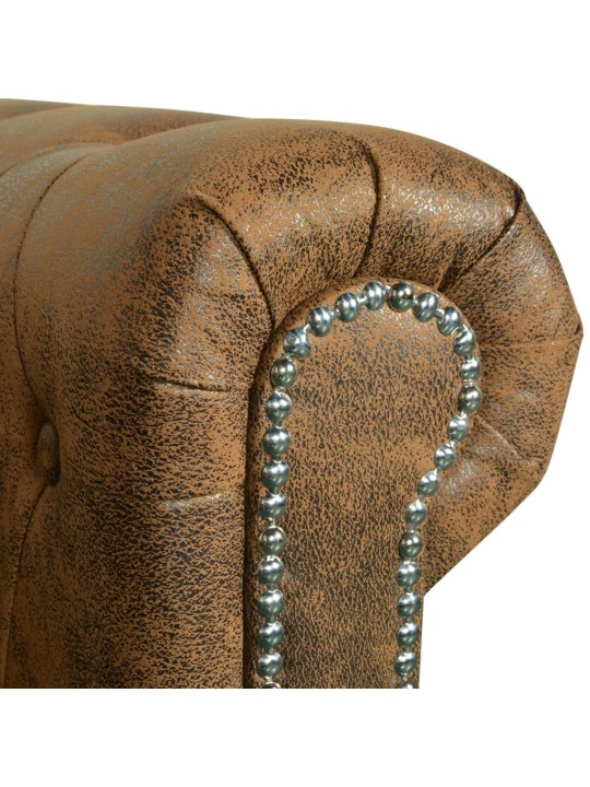 Chesterfield sada 2místné a 3místné pohovky hnědá
