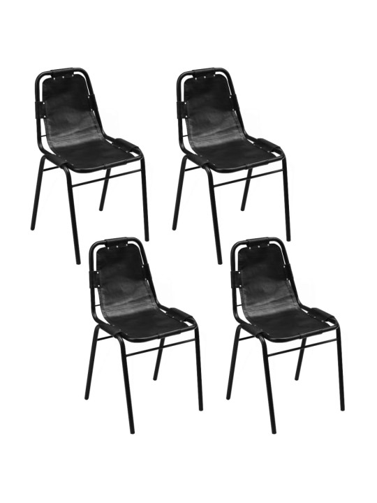 Jídelní židle 4 ks černé pravá kůže